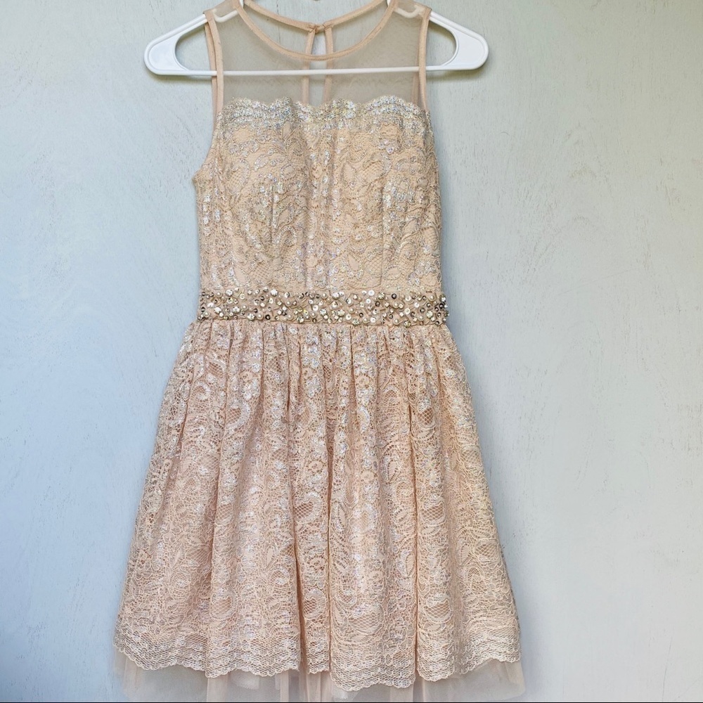 City Studio Nude/ Blush Embellished Tulle Dress